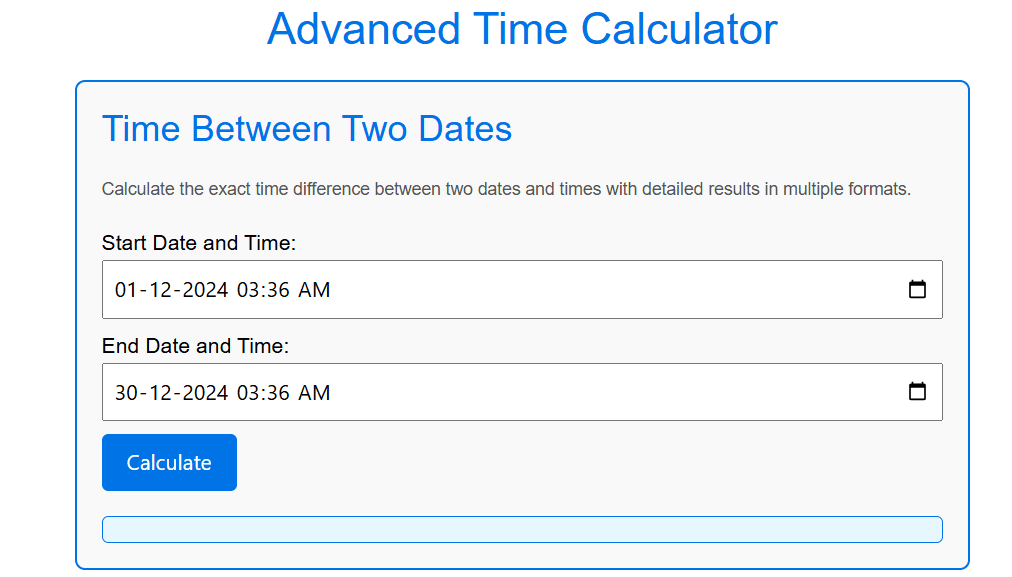 Time Between Two Dates calculator