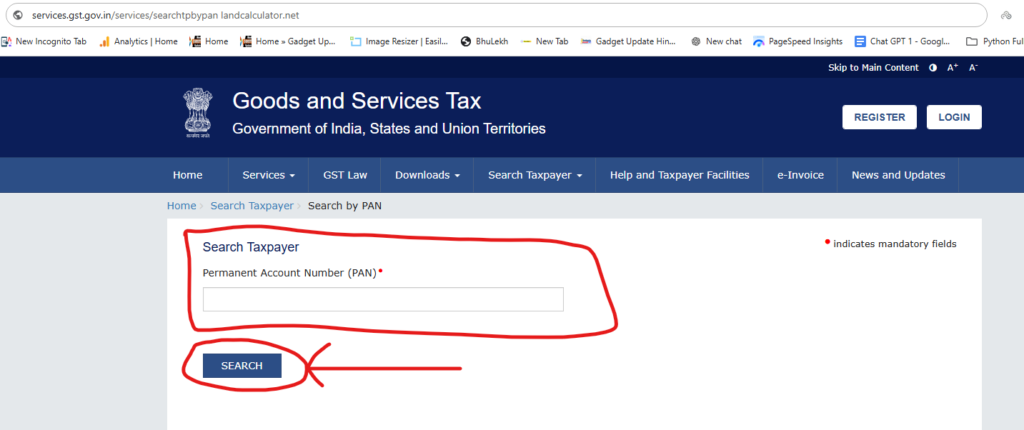 Search GST Number by PAN
