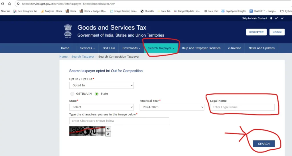 Search taxpayer opted In