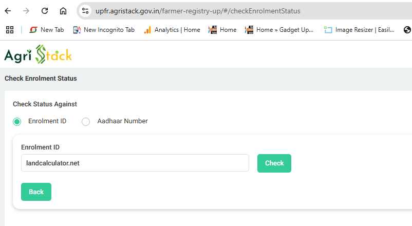 UPFR Agristack Registration: Enrolment Status