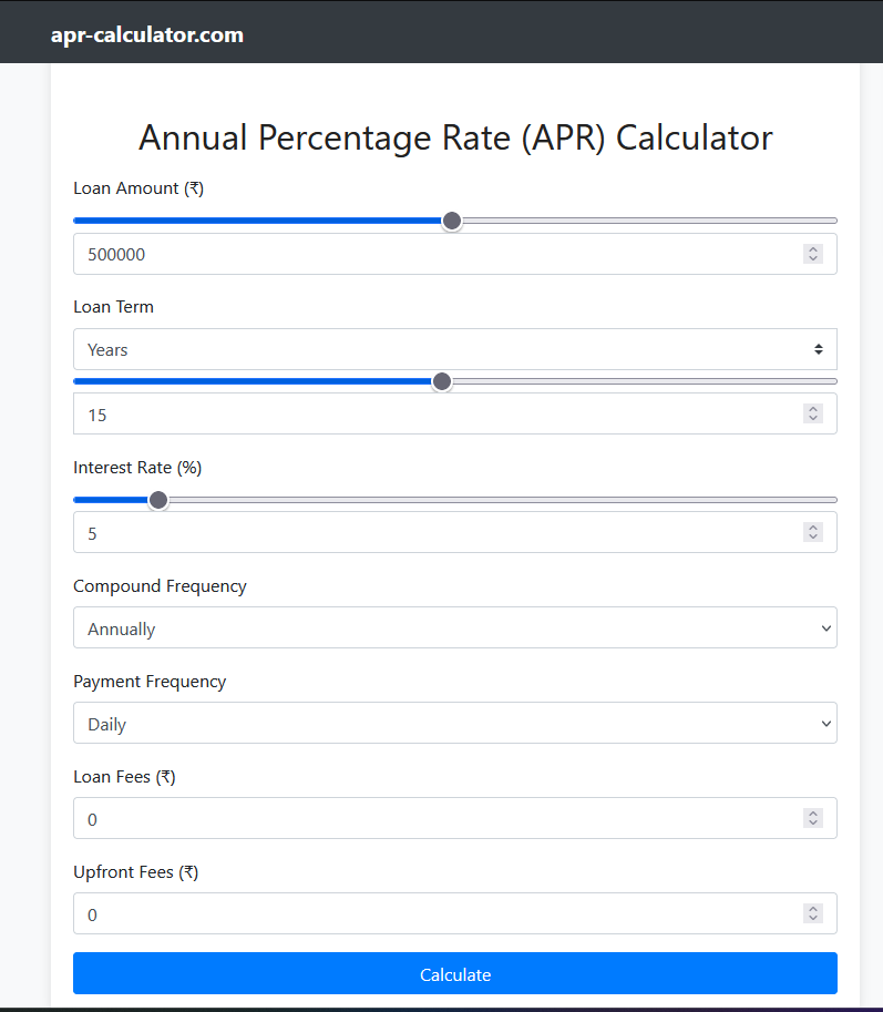 Annual Percentage Rate (APR) Calculator